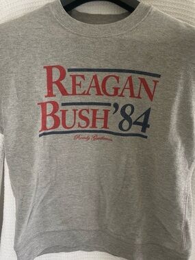 Vintage-Inspired Reagan Bush '84 Graphic Sweatshirt - Gray
